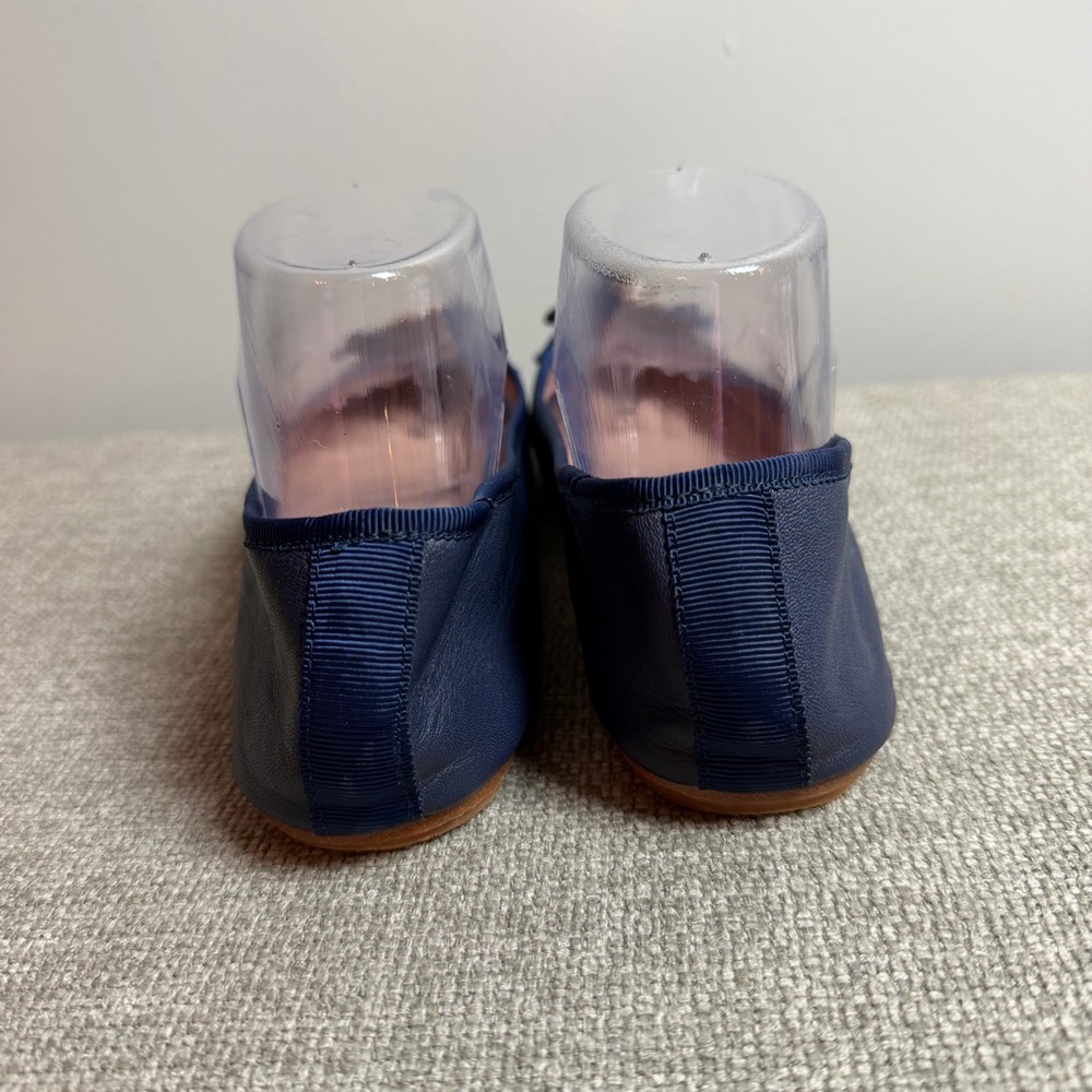 Kate Spade Navy Blue Ballet Flats Round Toe Work Office Leather Bow Party Size 9 - Picture 6 of 10